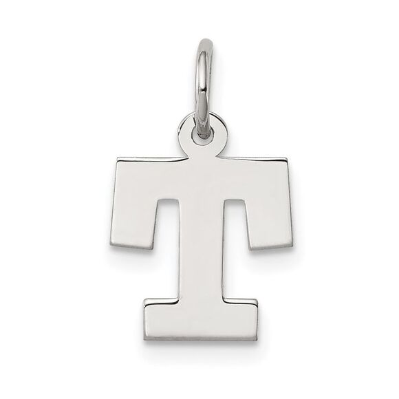 Sterling Silver, Amanda Collection Small Block Style Initial T Pendant - Picture 1 of 5